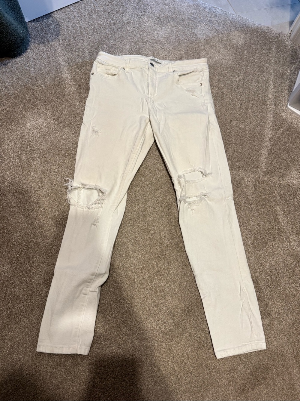Joe's Jeans Women's Skinny Ripped Ivory Jeans